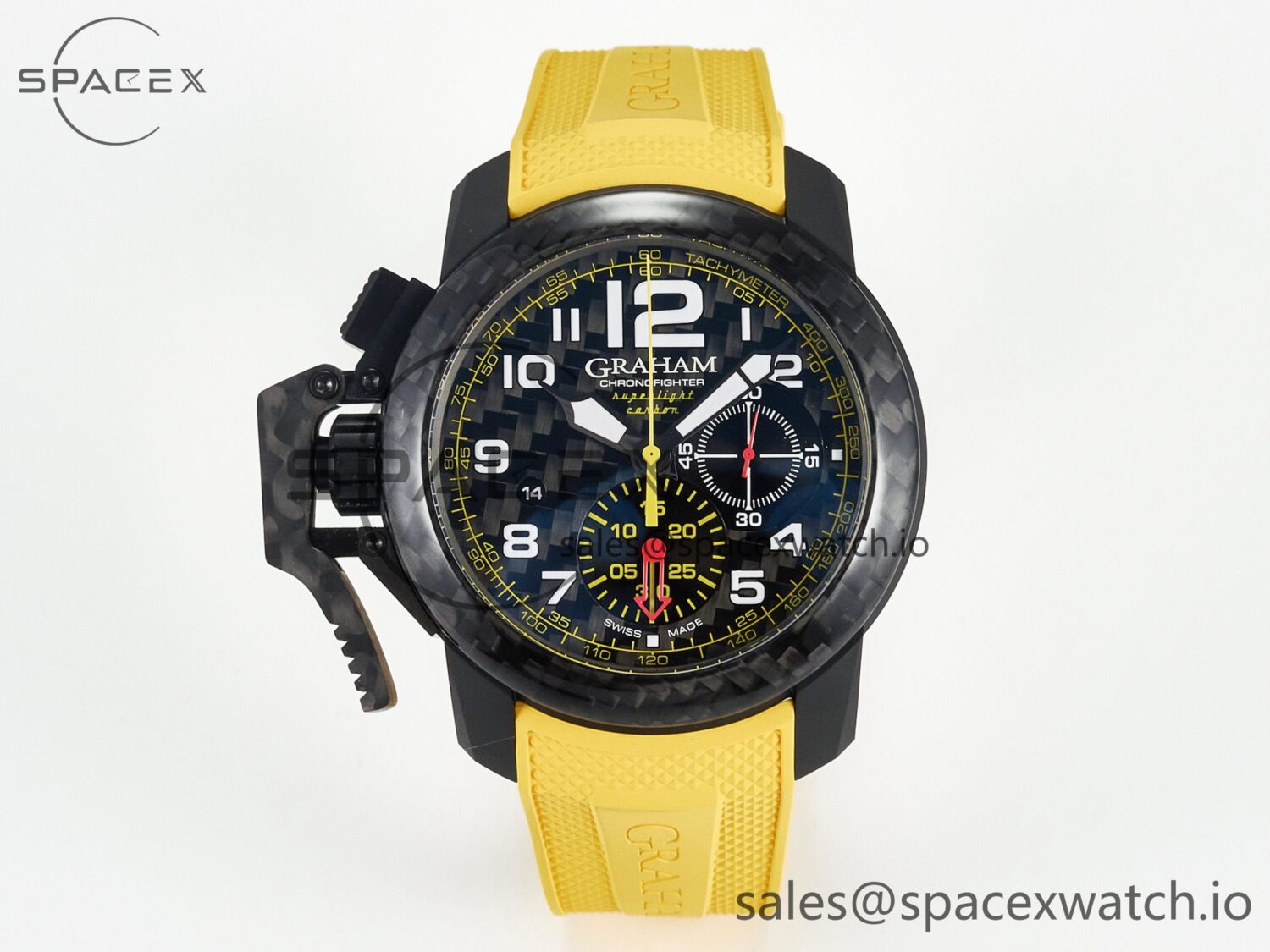 Chronofighter Superlight JKF reference-accurate on Yellow Rubber Strap A7750 — custom-built watch