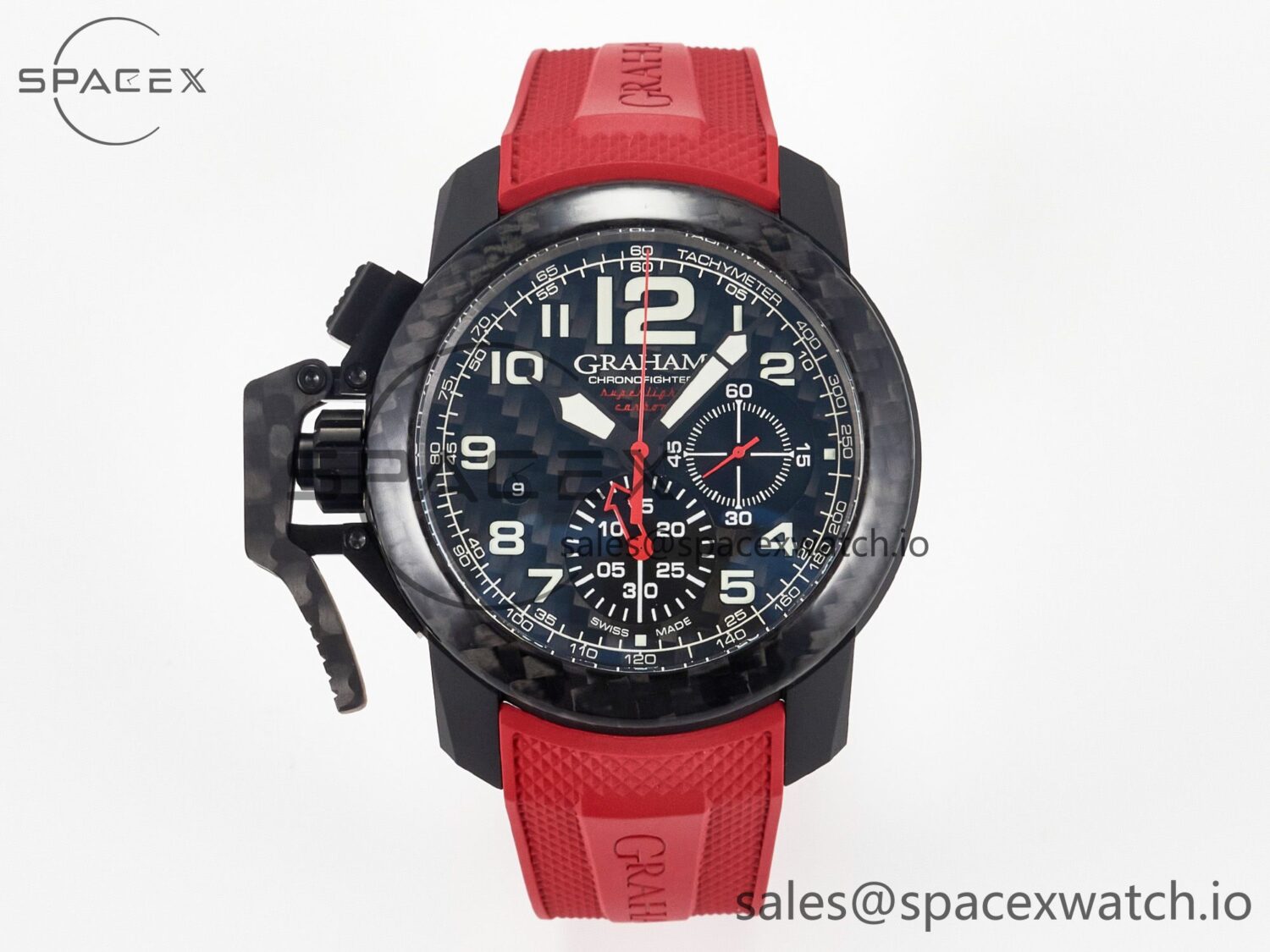 Chronofighter Superlight JKF reference-accurate on Red Rubber Strap A7750 — custom-built watch