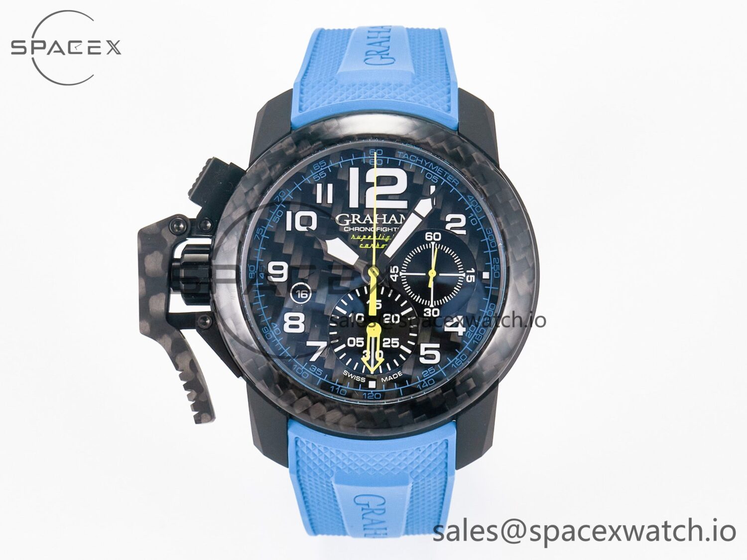 Chronofighter Superlight JKF reference-accurate on Blue Rubber Strap A7750 — custom-built watch
