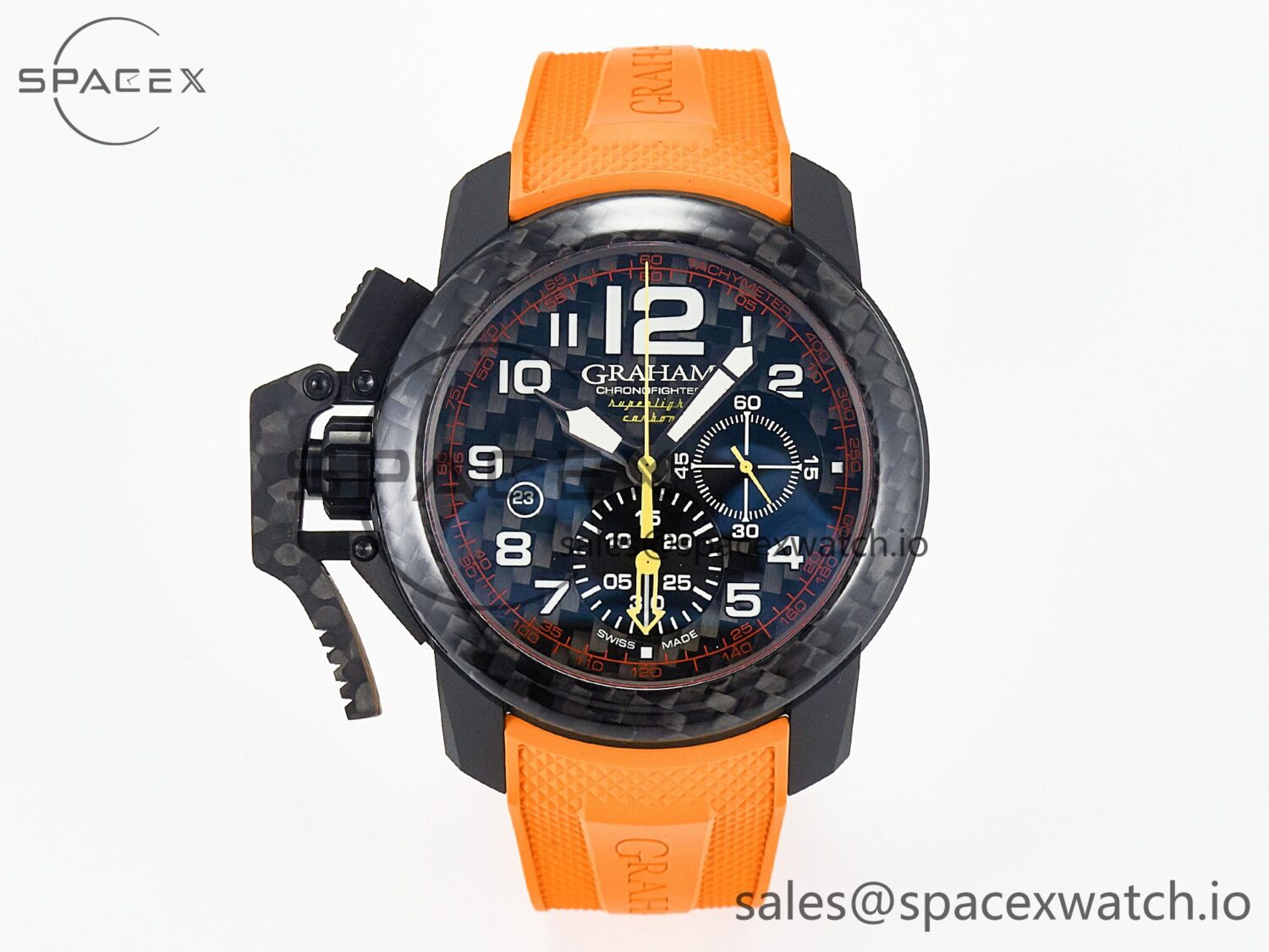 Chronofighter Superlight JKF reference-accurate on Orange Rubber Strap A7750 — custom-built watch
