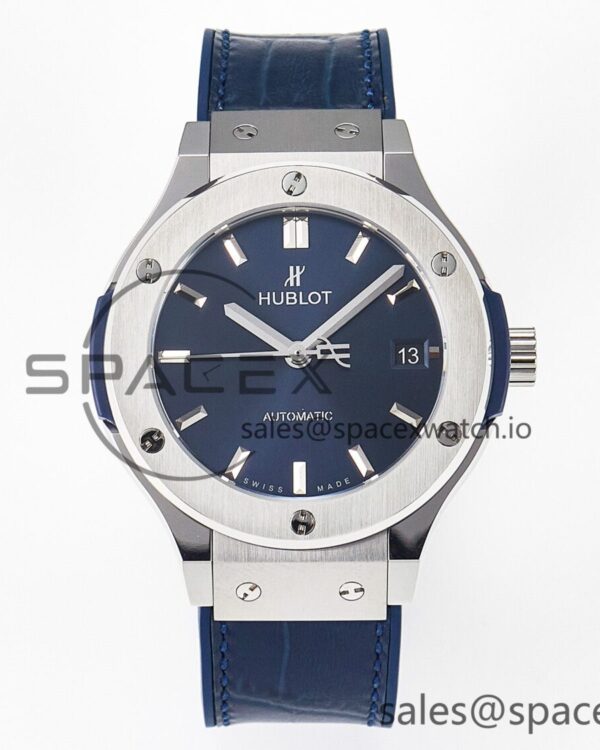 Classic Fusion 38mm SS JJF reference-accurate Blue Dial on Blue Gummy Leather Strap — custom-built watch