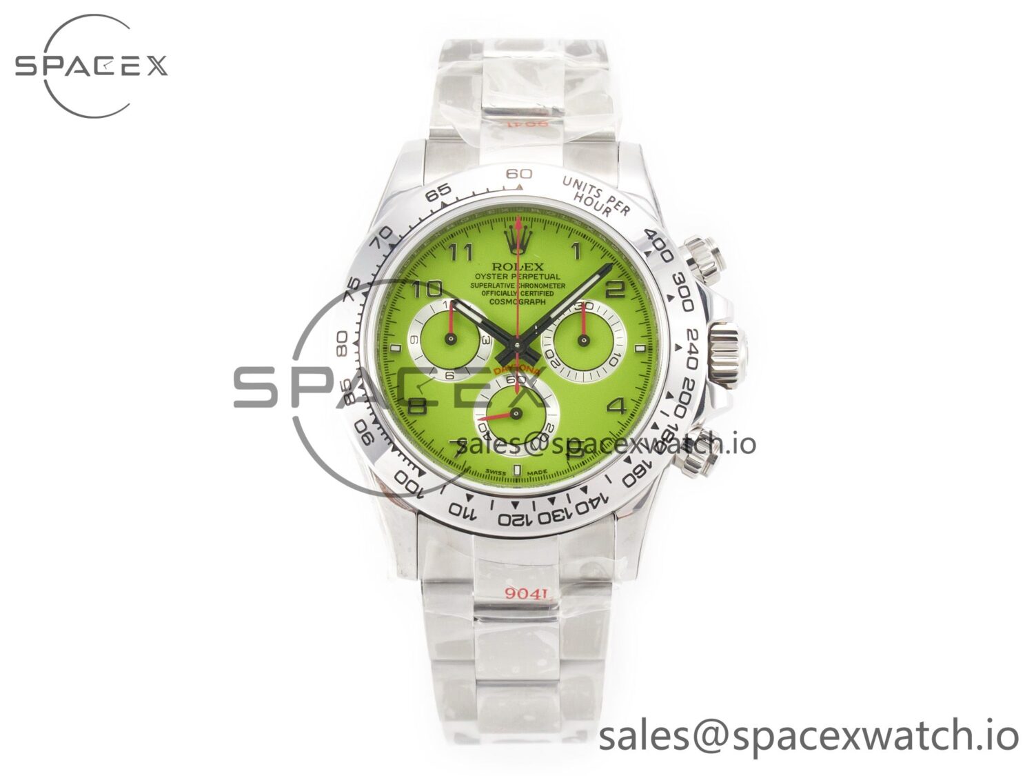 Daytona SS Bezel Noob Best Edition Green Dial Numbers Markers on SS Oyster Bracelet SA4130 — custom-built watch