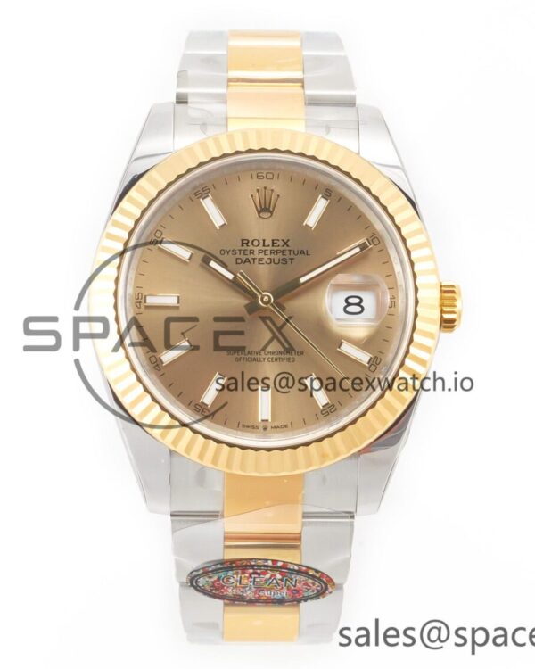 DateJust 41 126333 Clean Best Edition YG Dial Stick Markers on Oyster Bracelet VR3235 — custom-built watch