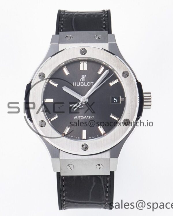 Classic Fusion 38mm SS JJF reference-accurate Gray Dial on Black Gummy Leather Strap — custom-built watch
