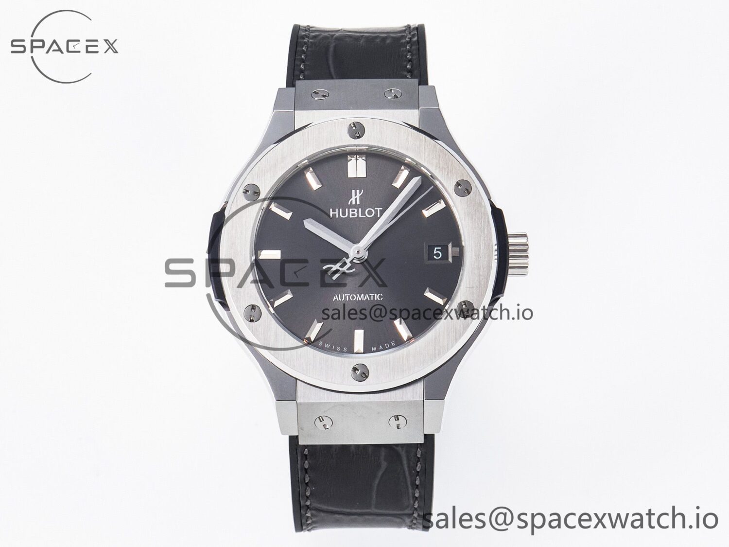 Classic Fusion 38mm SS JJF reference-accurate Gray Dial on Black Gummy Leather Strap — custom-built watch