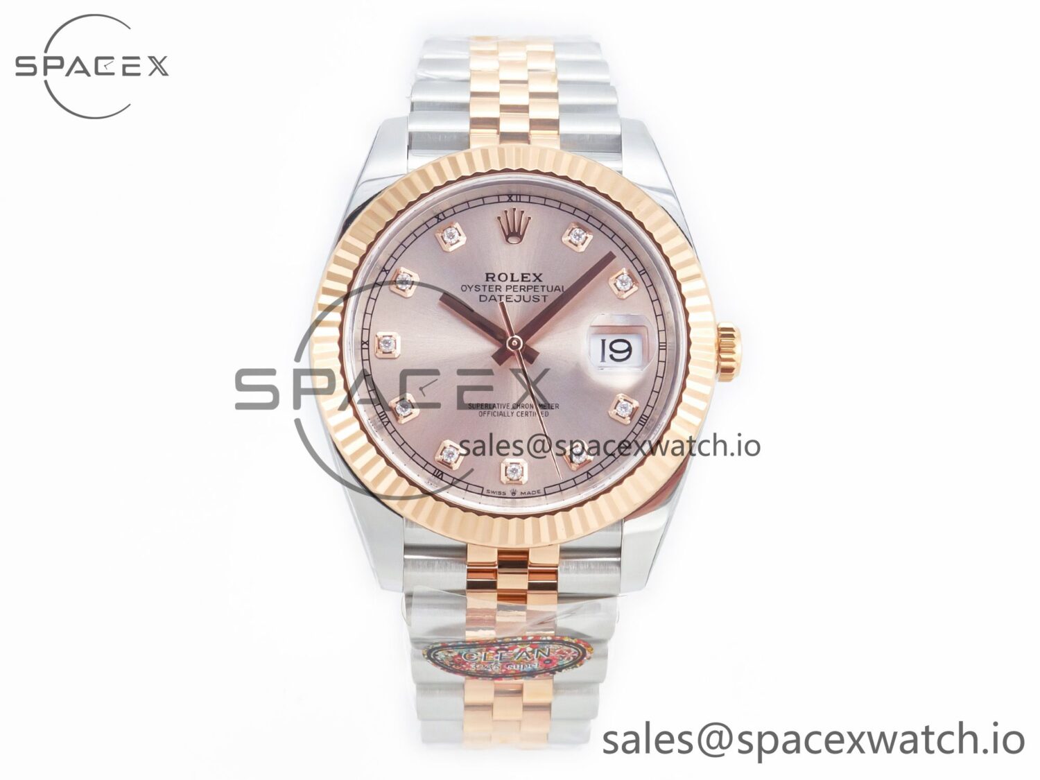 DateJust 41 126331 Clean 904L SS/RG reference-accurate Rose Gold Diamond Dial on SS/RG Jubilee Bracelet VR3235 — custom-built watch