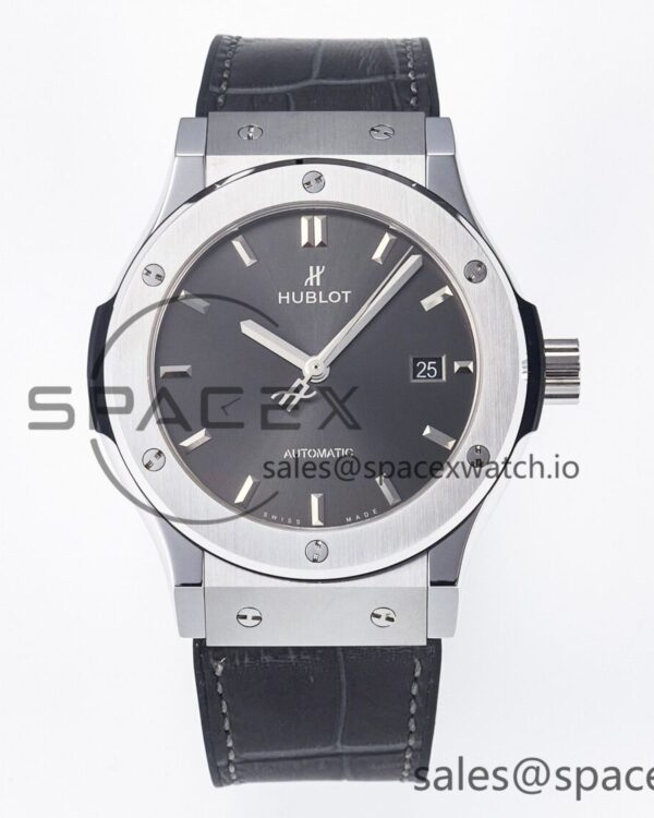 Classic Fusion 42mm SS JJF reference-accurate Gray Dial on Black Gummy Leather Strap — custom-built watch