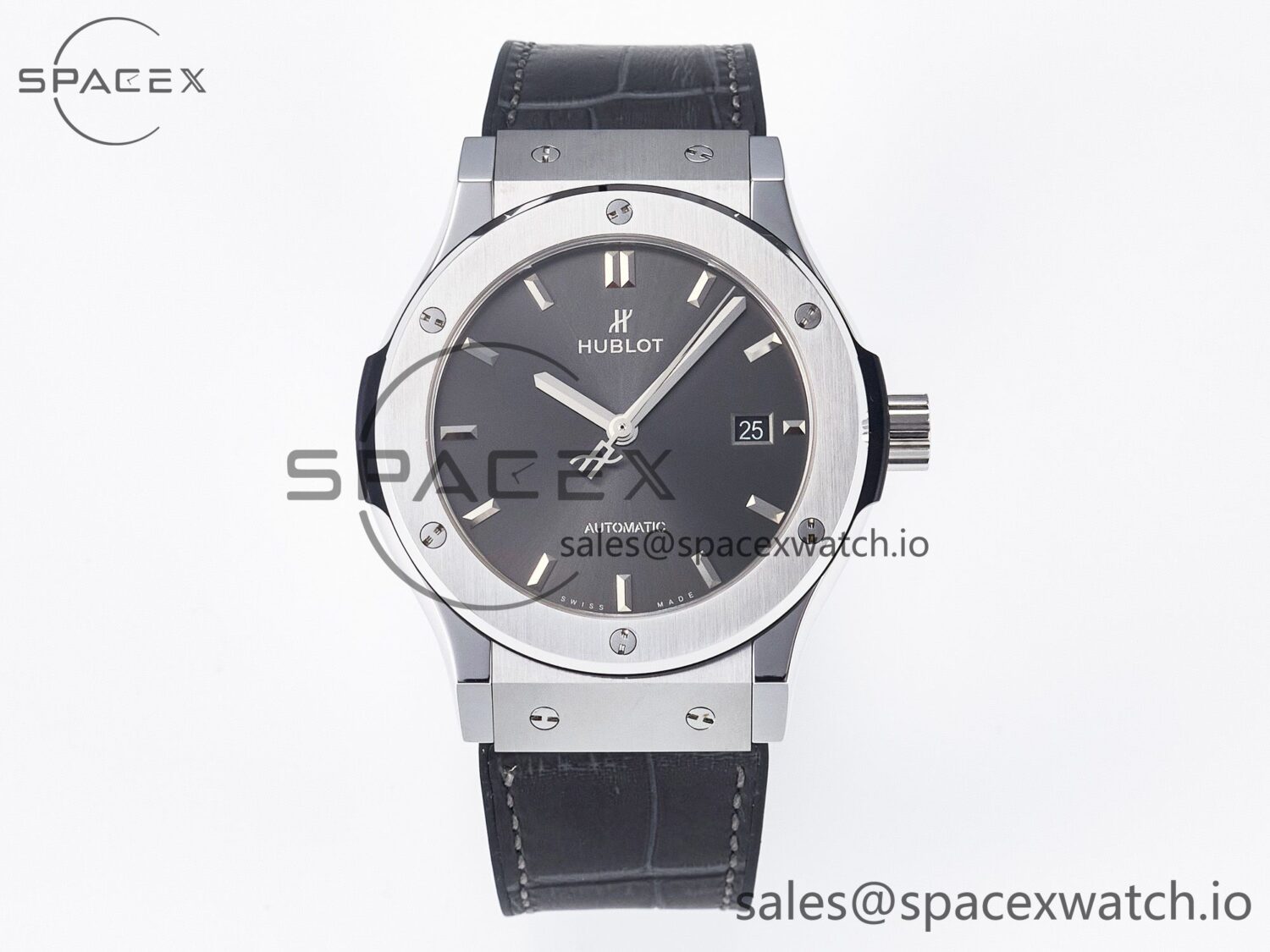 Classic Fusion 42mm SS JJF reference-accurate Gray Dial on Black Gummy Leather Strap — custom-built watch
