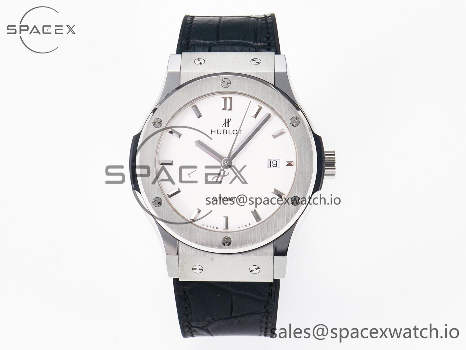 Classic Fusion 42mm SS JJF reference-accurate White Dial on Black Gummy Leather Strap — custom-built watch