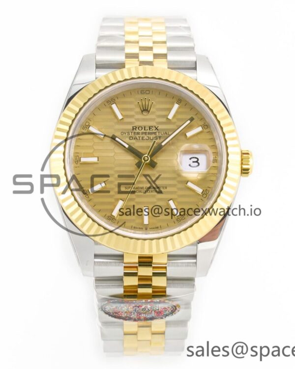 DateJust 41 126333 Clean reference-accurate 904L Steel YG Textured Dial on SS/YG Jubilee Bracelet VR3235 — custom-built watch
