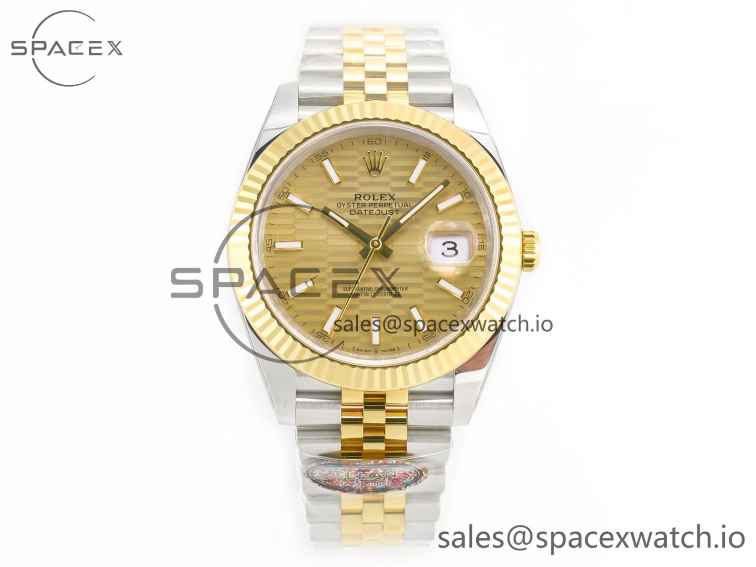 DateJust 41 126333 Clean reference-accurate 904L Steel YG Textured Dial on SS/YG Jubilee Bracelet VR3235 — custom-built watch