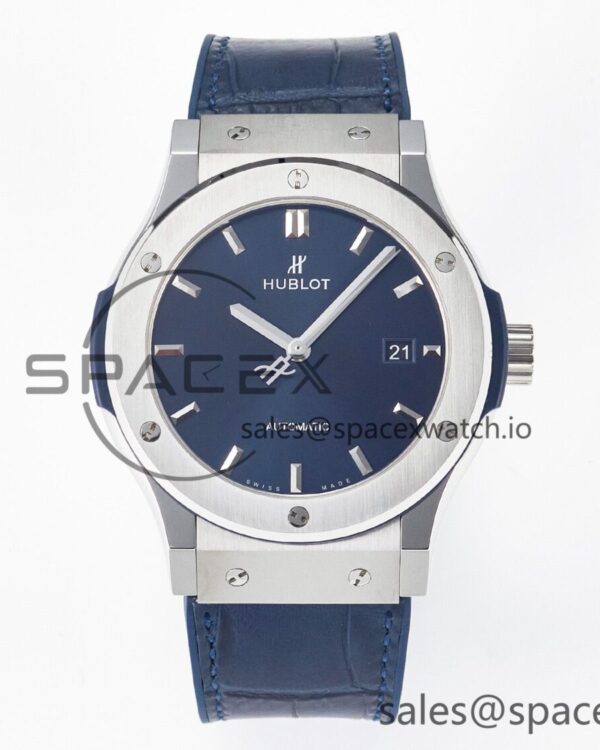 Classic Fusion 42mm SS JJF reference-accurate Blue Dial on Blue Gummy Leather Strap — custom-built watch