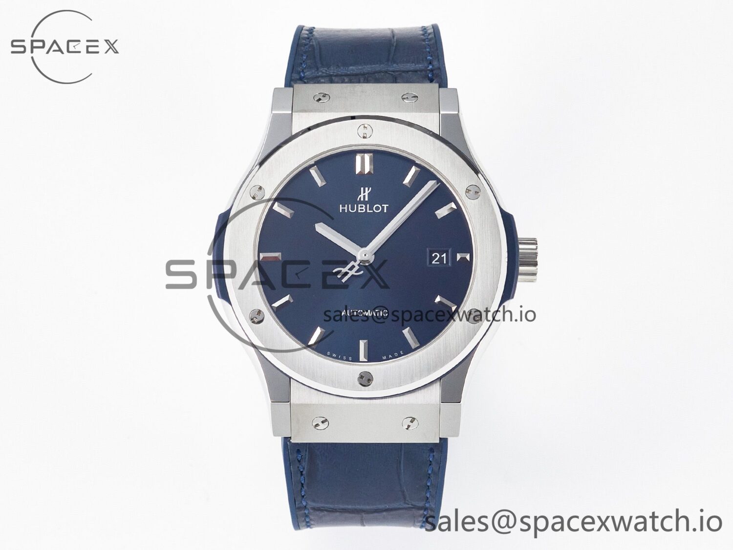 Classic Fusion 42mm SS JJF reference-accurate Blue Dial on Blue Gummy Leather Strap — custom-built watch