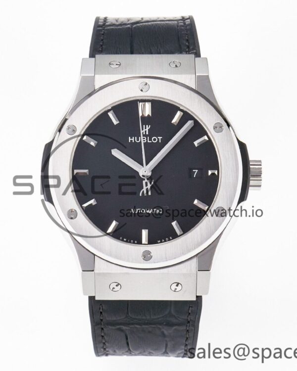 Classic Fusion 42mm SS JJF reference-accurate Black Dial on Black Gummy Leather Strap — custom-built watch