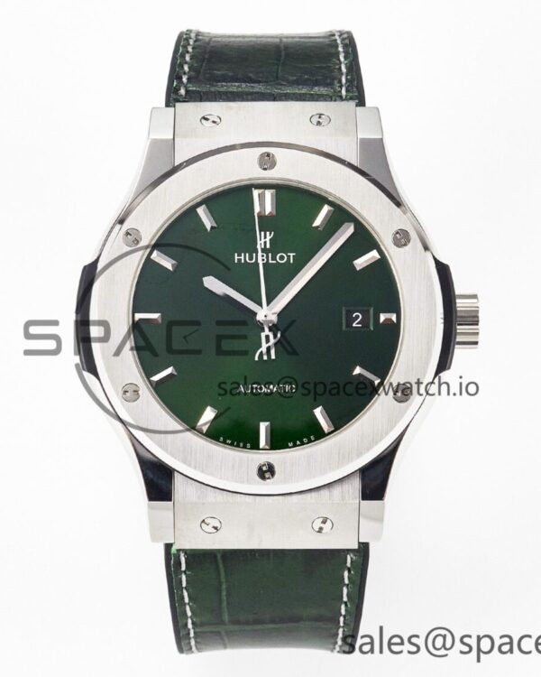 Classic Fusion 42mm SS JJF reference-accurate Green Dial on Green Gummy Leather Strap — custom-built watch