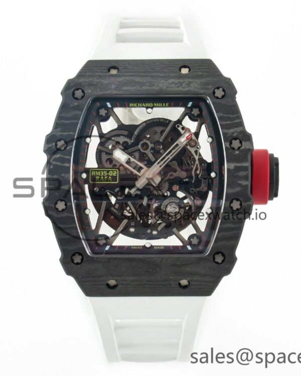 RM035 Carbon SONIC Best Edition Skeleton Dial on White Rubber Strap build RMUL2 V2 — custom-built watch