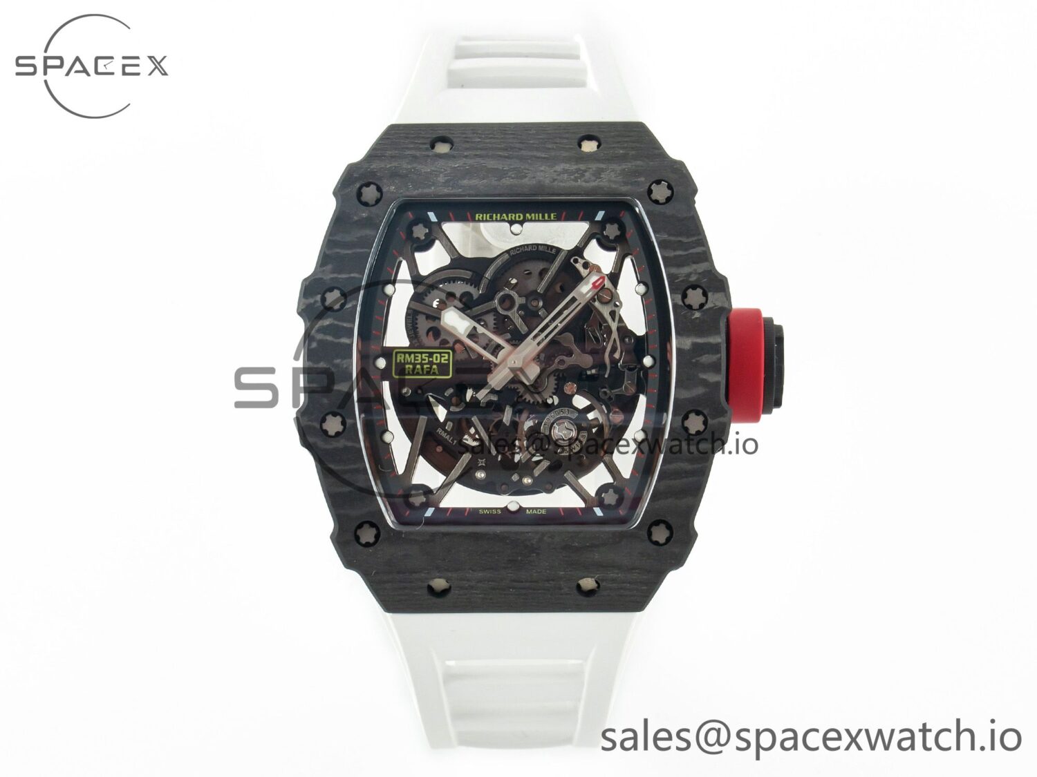 RM035 Carbon SONIC Best Edition Skeleton Dial on White Rubber Strap build RMUL2 V2 — custom-built watch