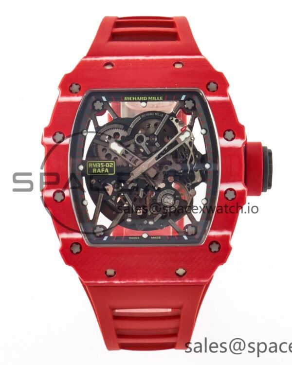 RM035 Red Carbon SONIC Best Edition Skeleton Dial on Red Rubber Strap build RMUL2 V2 — custom-built watch