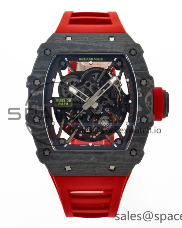 RM035 Carbon SONIC Best Edition Skeleton Dial on Red Rubber Strap build RMUL2 V2 — custom-built watch