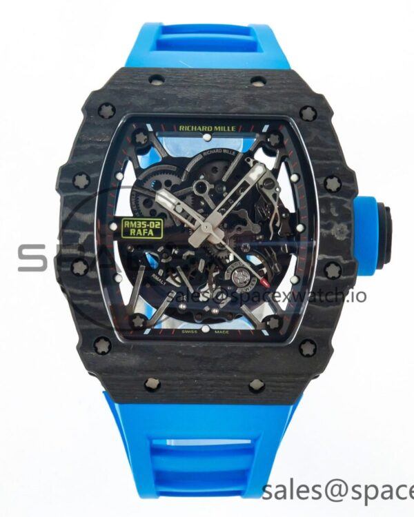 RM035 Carbon SONIC Best Edition Skeleton Dial on Blue Rubber Strap build RMUL2 V2 — custom-built watch