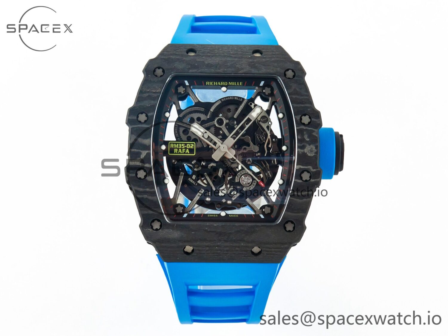 RM035 Carbon SONIC Best Edition Skeleton Dial on Blue Rubber Strap build RMUL2 V2 — custom-built watch