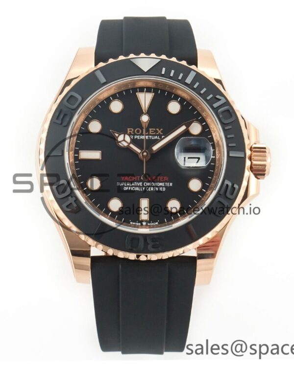 Yacht-Master 126655 Gain Weight RG/Tungsten Gold ARF reference-accurate Black Ceramic Bezel on Oysterflex Rubber Strap VR3235 — custom-built watch