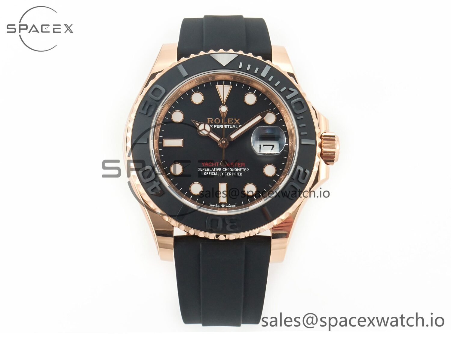 Yacht-Master 126655 Gain Weight RG/Tungsten Gold ARF reference-accurate Black Ceramic Bezel on Oysterflex Rubber Strap VR3235 — custom-built watch