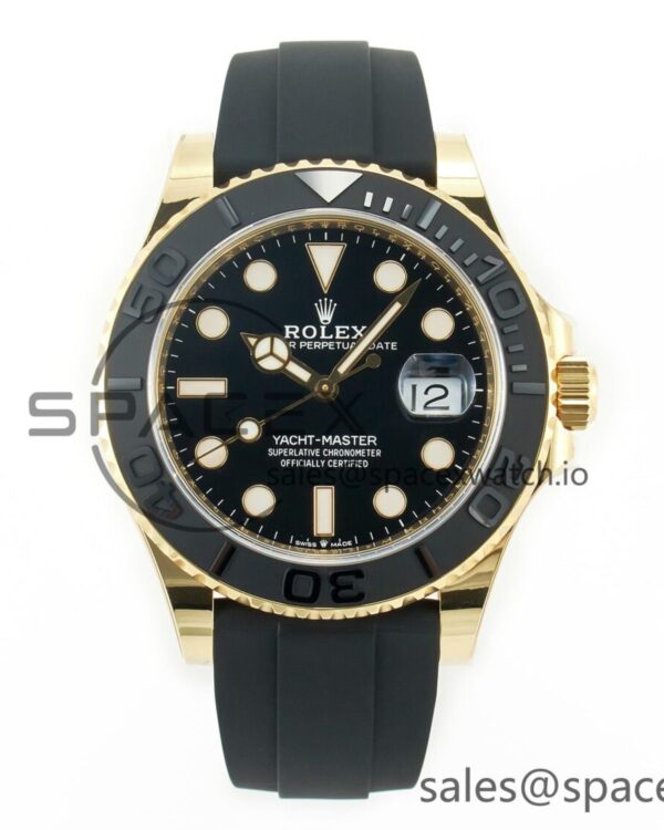 Yacht-Master 226659 Gain Weight YG/Tungsten Gold ARF reference-accurate Black Ceramic Bezel on Oysterflex Rubber Strap VS3235 — custom-built watch