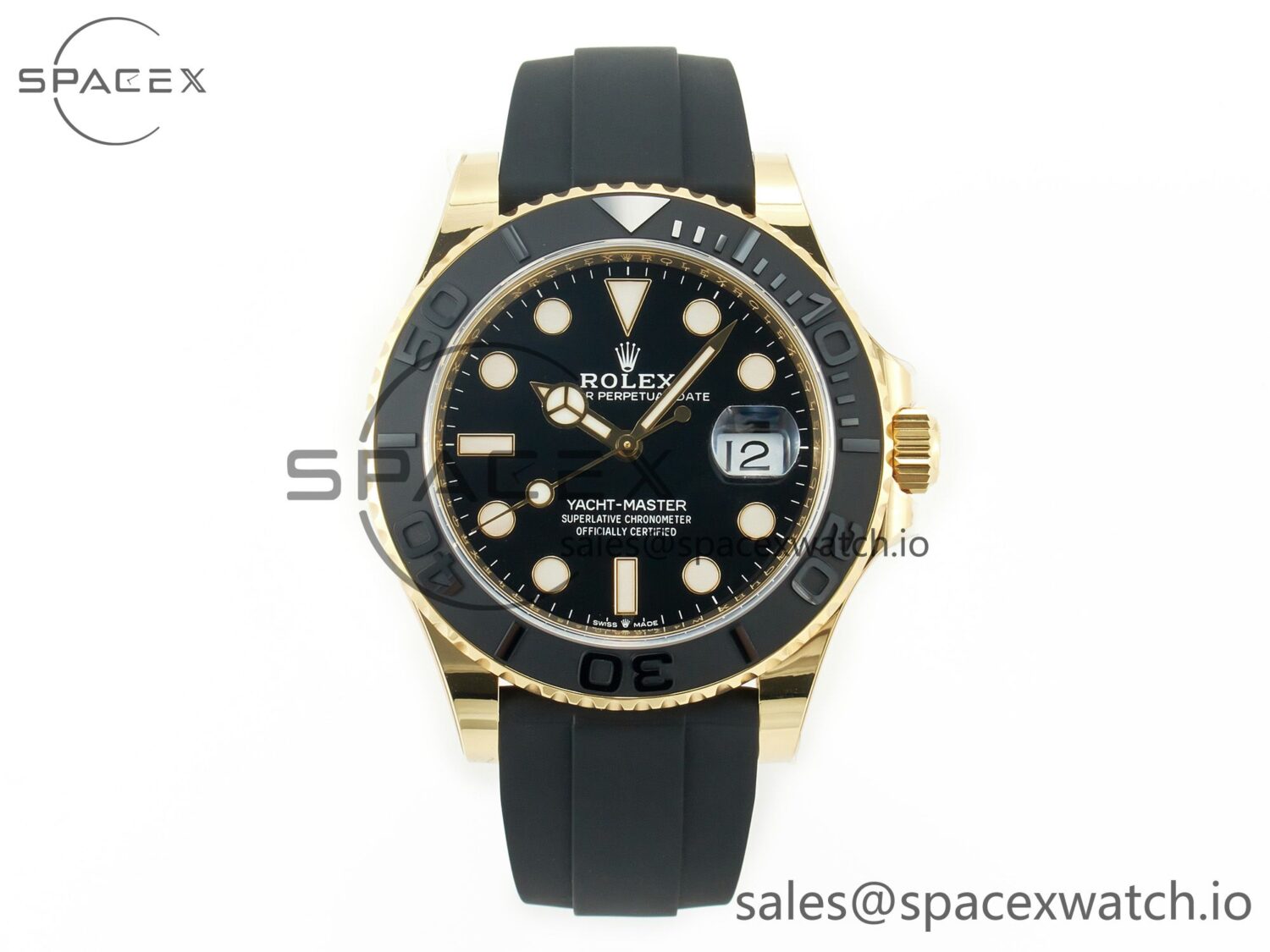 Yacht-Master 226659 Gain Weight YG/Tungsten Gold ARF reference-accurate Black Ceramic Bezel on Oysterflex Rubber Strap VS3235 — custom-built watch