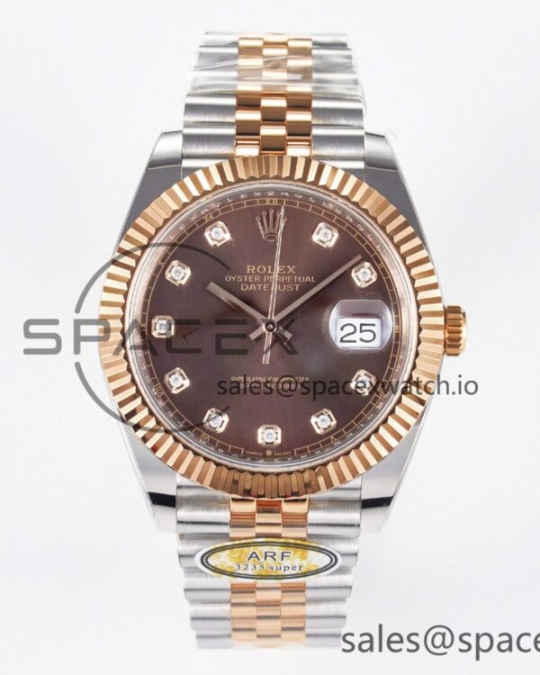 DateJust 41 126331 ARF reference-accurate 904L Steel Brown Diamonds Dial on SS/RG Jubilee Bracelet SH3235（Gain Weight） — custom-built watch