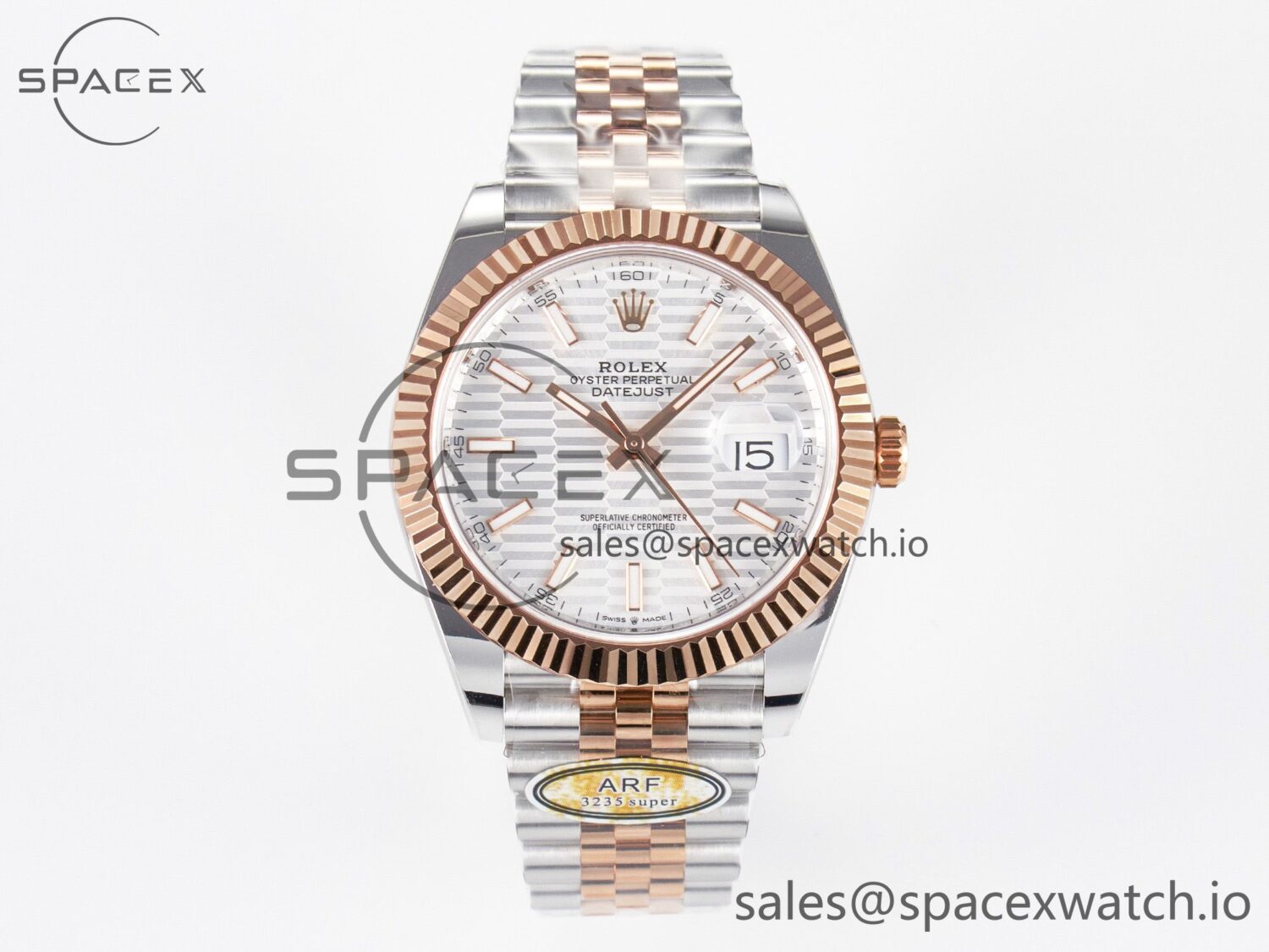 DateJust 41 126331 ARF reference-accurate 904L Steel Silver Textured Dial on SS/RG Jubilee Bracelet SH3235(Gain Weight) — custom-built watch