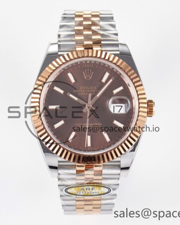 DateJust 41 126331 ARF reference-accurate 904L Steel Brown Dial on SS/RG Jubilee Bracelet SH3235（Gain Weight） — custom-built watch