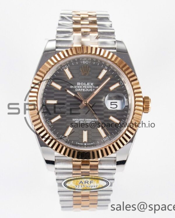 DateJust 41 126331 ARF reference-accurate 904L Steel Gray Textured Dial on SS/RG Jubilee Bracelet SH3235（Gain Weight） — custom-built watch