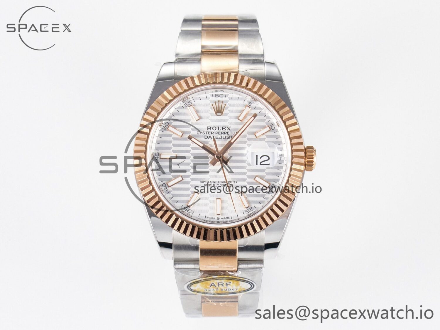 DateJust 41 126331 ARF reference-accurate 904L Steel Silver Textured Dial on SS/RG Oyster Bracelet SH3235(Gain Weight) — custom-built watch