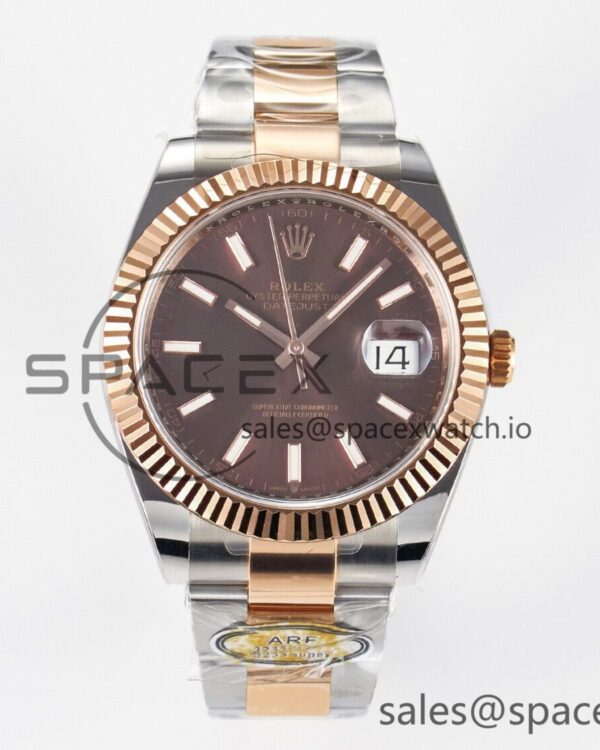 DateJust 41 126331 ARF reference-accurate 904L Steel Brown Dial on SS/RG Oyster Bracelet SH3235（Gain Weight） — custom-built watch