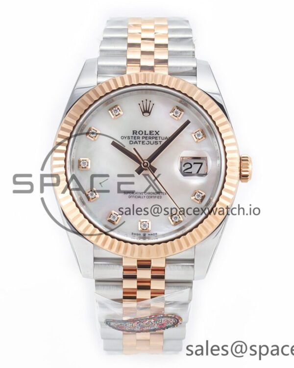 Datejust 126331 41mm 904L SS/RG Clean reference-accurate MOP Diamond Dial on Jubilee Bracelet VR3235 — custom-built watch