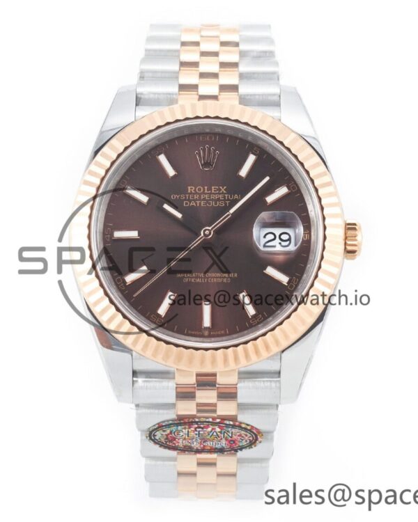 DateJust 41mm 126331 904L SS/RG Clean reference-accurate Brown Dial on Jubilee Bracelet VR3235 — custom-built watch