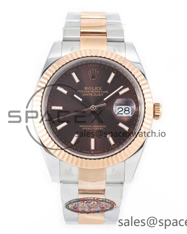 DateJust 41mm 126331 904L SS/RG Clean reference-accurate Brown Dial on Oyster Bracelet VR3235 — custom-built watch