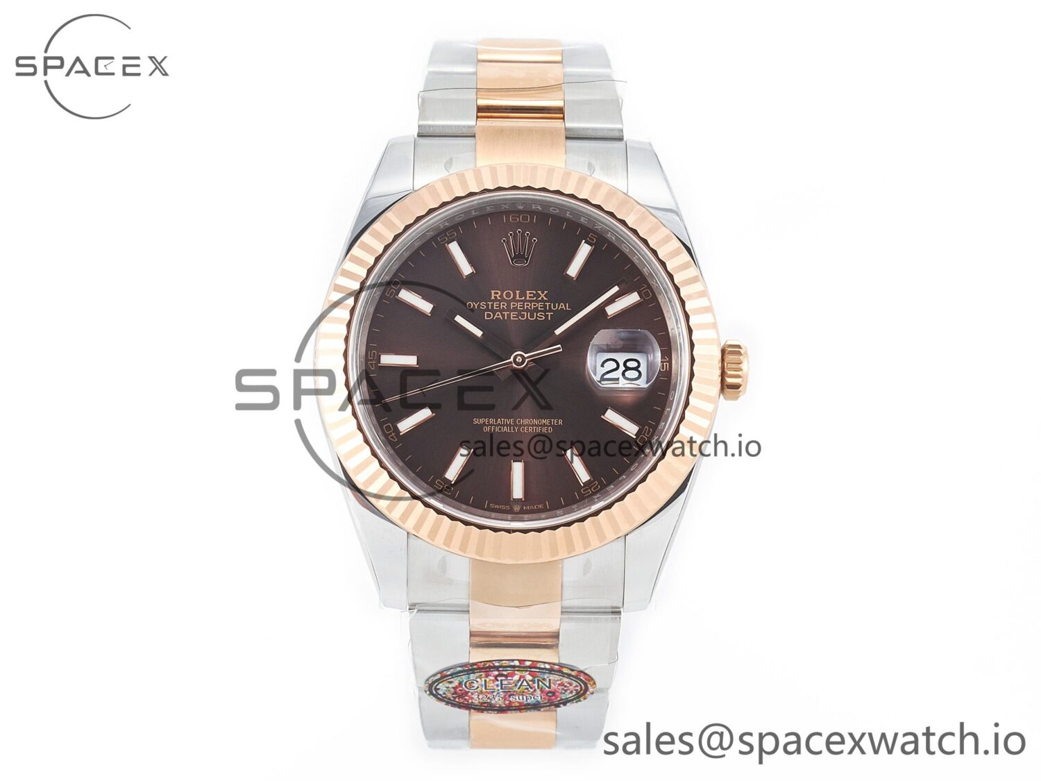 DateJust 41mm 126331 904L SS/RG Clean reference-accurate Brown Dial on Oyster Bracelet VR3235 — custom-built watch