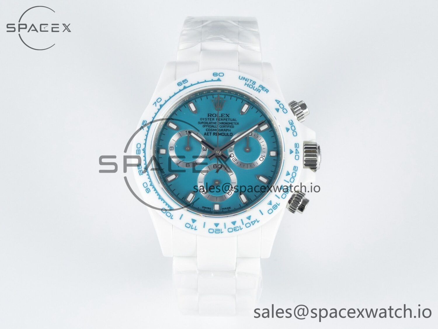 Daytona AET White Ceramic Case and Bracelet Tiffany Blue Dial N6F Best Edition SA4130 — custom-built watch