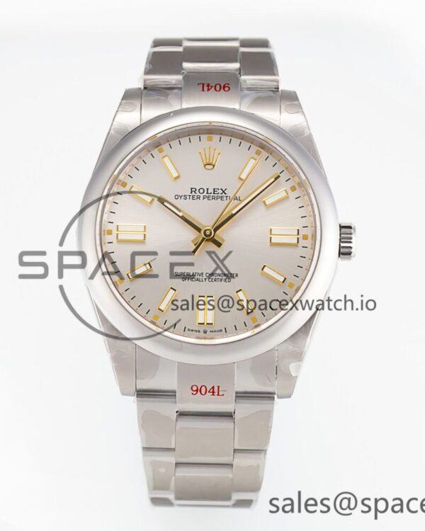 Oyster Perpetual 41mm 124300 GMF reference-accurate 904L Steel Silver Dial on SS Bracelet VR3230 V2 — custom-built watch