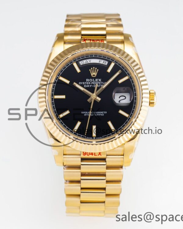 Day-Date II 228238 YG GMF reference-accurate Black Dial on YG Bracelet A3255 — custom-built watch