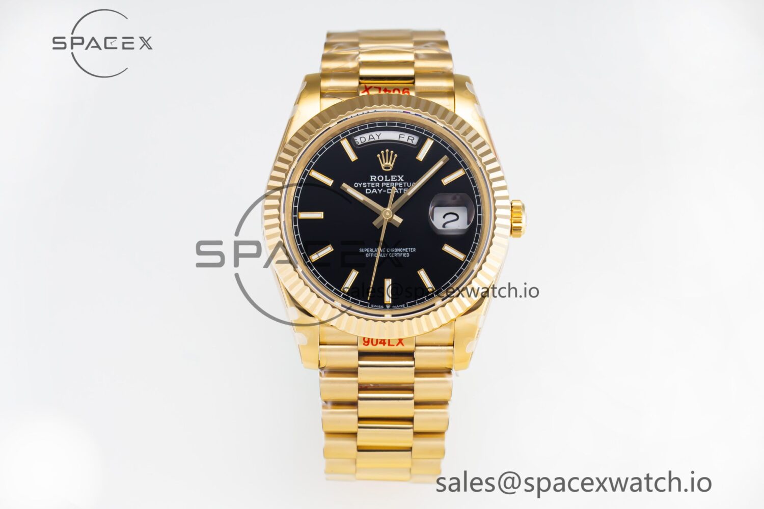 Day-Date II 228238 YG GMF reference-accurate Black Dial on YG Bracelet A3255 — custom-built watch