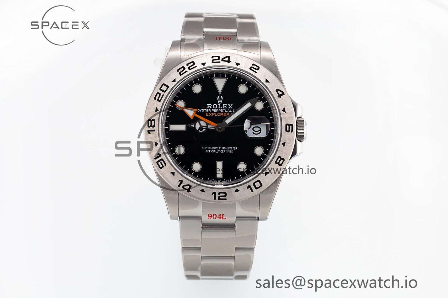 Explorer II 42mm 216570 Black 904L SS GMF reference-accurate Black Dial on Bracelet A3285 (Correct Hand Stack) — custom-built watch