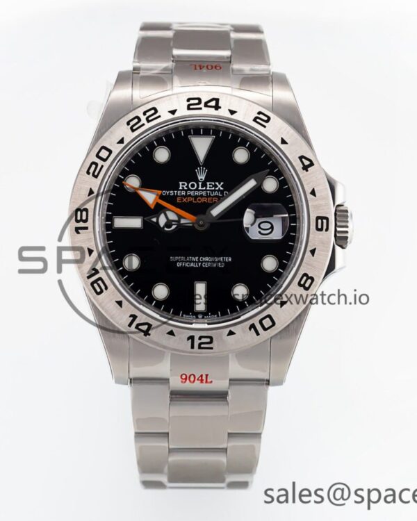 Explorer II 42mm 216570 Black 904L SS GMF reference-accurate Black Dial on Bracelet A3285 (Correct Hand Stack) — custom-built watch