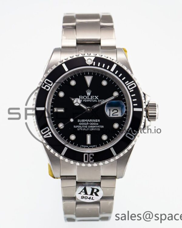 Submariner 16610 LN Black Bezel 904L Steel Rehaut SS ARF reference-accurate on SS Bracelet SH3135 — custom-built watch