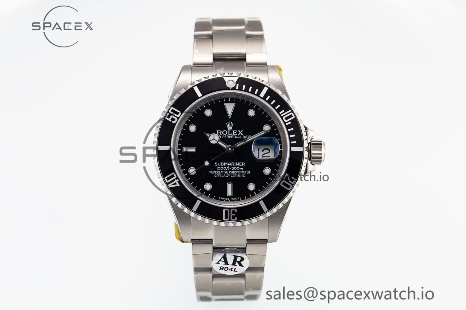 Submariner 16610 LN Black Bezel 904L Steel Rehaut SS ARF reference-accurate on SS Bracelet SH3135 — custom-built watch