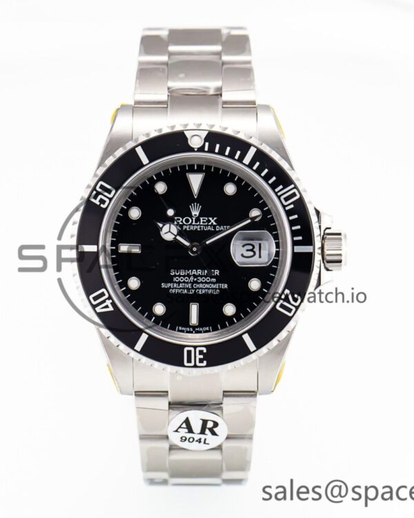 Submariner 16610 LN No Rehaut Engraving 904L Steel ARF reference-accurate on SS Bracelet SH3135 V2 — custom-built watch