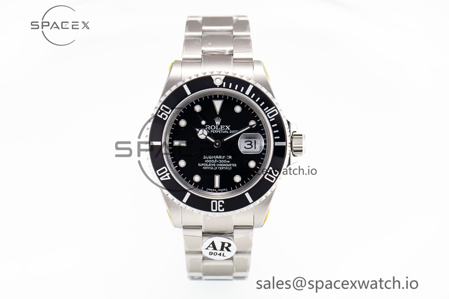 Submariner 16610 LN No Rehaut Engraving 904L Steel ARF reference-accurate on SS Bracelet SH3135 V2 — custom-built watch