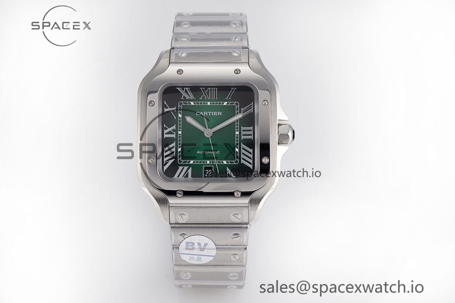 Santos de Cartier 40mm SS 2018 BVF reference-accurate Green Dial on SS SmartLinks Bracelet MIYOTA 9015 V2 — custom-built watch